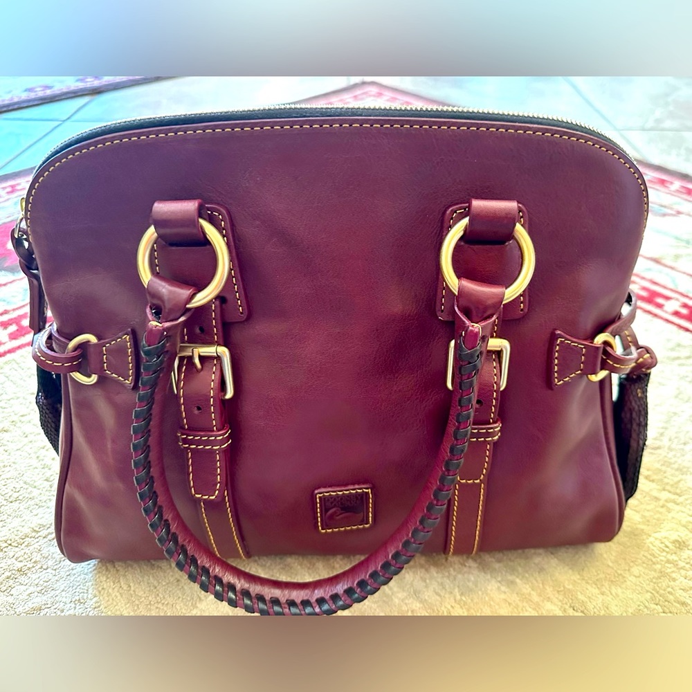 Dooney and Bourke Florentine Bordeaux domed buckle satchel small size!